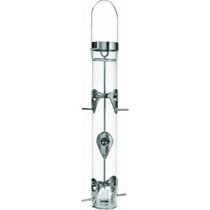lot 37196 image: Droll Yankees Classic Sunflower or Mixed Seed Bird Feeder, Ring Pull Advantage, 6 Feeding Stations, 1 lb Bird Seed Capacity, 20-Inch