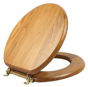 lot 37197 image: Design House 561241 Dalton Round Toilet Seat, Concealed Screws, Honey Oak Finish, One Size
