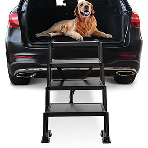 lot 37205 image: Niubya Foldable 4 Steps Dog Stairs, Portable Dog Steps for Cars, Trucks, SUV and High Beds, Lightweight Pet Ramp Loader with Wide Platform, Suitable for Small to Large Dogs, Up to 120lbs