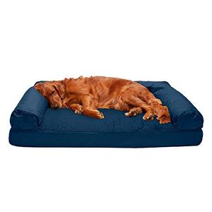 lot 37216 image: Furhaven Orthopedic Pet Bed for Dogs and Cats - Sofa-Style Quilted Couch Dog Bed with Removable Washable Cover, Navy, Jumbo (X-Large)