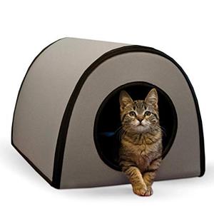 lot 37222 image: K&H Pet Products Thermo Mod Kitty Shelter Waterproof Outdoor Heated Cat House Gray 21 X 14 X 13 Inches