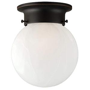 lot 37249 image: Design House 514521 Traditional 1 Indoor Ceiling Mount Globe Light Dimmable for Bedroom Dining Room Kitchen, No Pull Chain, Oil Rubbed Bronze