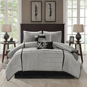 lot 38036 image: Madison Park Dune 7-Pc. Faux-Suede Queen Comforter Set Bedding