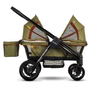 lot 38042 image: Evenflo Pivot Xplore Wagon Stroller, Solid Print Green