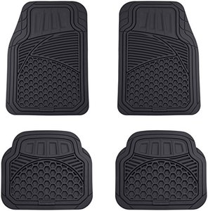 lot 39244 image: Amazon Basics 4-Piece Thick Flexible Rubber Car Floor Mat, Black