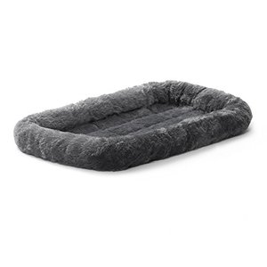 lot 39250 image: 22L-Inch Gray Dog Bed or Cat Bed w Comfortable Bolster  Ideal for XS Dog Breeds & Fits a 22-Inch Dog Crate  Easy Maintenance Machine Wash & Dry  1-Year Warranty