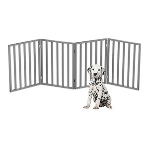 lot 39252 image: Pet Gate �� Dog Gate for Doorways, Stairs or House �� Freestanding, Folding, Accordion Style, Wooden Indoor Dog Fence by Petmaker