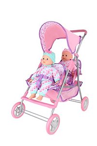 lot 39261 image: Gigo Dream Collection 14 Twin Doll Stroller - Two Baby Dolls Included in Gift Box