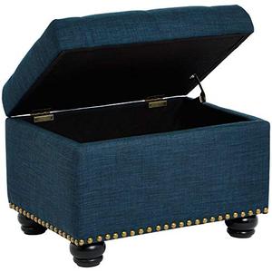lot 41767 image: FIRST HILL FHW Storage Ottoman, Blue Linen
