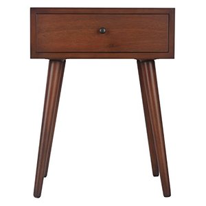 lot 41789 image: D�cor Therapy Mid Century One Drawer Side Table Wood Light Walnut, (Retail Price $72.00)