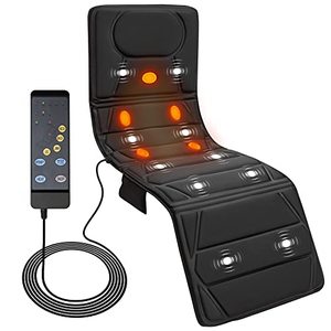 lot 41801 image: SereneLife Full Body Vibrating Massage Mat, Upgraded Infrared Heating Pad Mattress Cushion with 10 Motors, 5 Heat Pads, Timer, Warming Back Massager Relieves Stress & Muscle Pain, Black