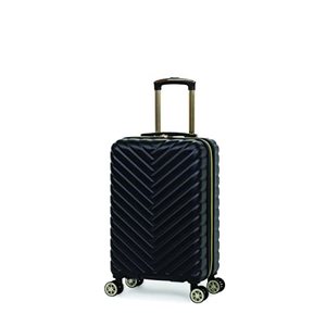 lot 41827 image: Kenneth Cole Reaction Womens Madison Square Hardside Chevron Expandable Luggage, Black, 20-Inch Carry On