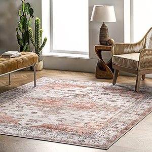lot 41833 image: nuLOOM Banks Machine Washable Faded Vintage Area Rug, 8 x 10, Beige