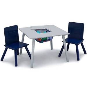 lot 41838 image: Delta Children Kids - Furniture set - 3-piece (2 chairs, table) - gray, navy blue