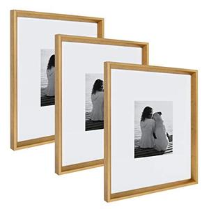 lot 41875 image: Kate and Laurel Calter Modern Wall Picture Frame Set, Gold 16x20 matted to 8x10, Pack of 3