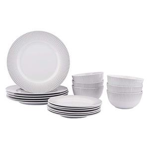 lot 99573 image: Amazon Basics 18-Piece Kitchen Dinnerware Set, Plates, Dishes, Bowls, Service for 6, Spotlight