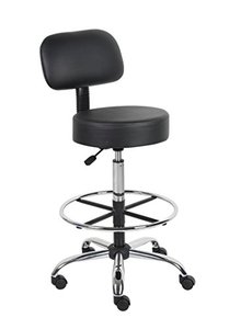 lot 99582 image: Boss Office Products B16245-BK Be Well Medical Spa Drafting Stool with Back, Black