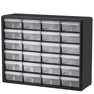 lot 99601 image: Akro-Mils 24 Drawer 10124, Plastic Parts Storage Hardware and Craft Cabinet, (20-Inch W x 6-Inch D x 16-Inch H), Black (1-Pack)