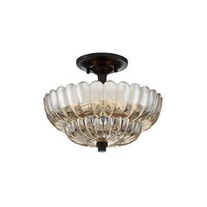 lot 99602 image: Jinzo 12 Semi Flush Mount Ceiling Light Fixture Modern Glass Shape 3-Lights Close to Ceiling Light Matt Black with Amber Glass Shape