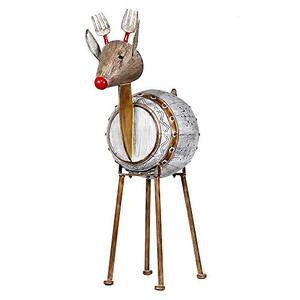 lot 99610 image: Alpine Corporation Metallic Barreled Reindeer with Warm White LED Lights, Indoor or Outdoor Festive Holiday Decoration for Garden, Lawn, Yard