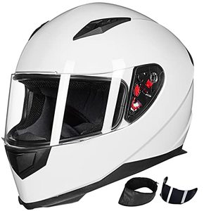 lot 99637 image: ILM Full Face Motorcycle Street Bike Helmet with Removable Winter Neck Scarf  2 Visors DOT (L, White)