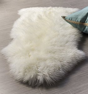 lot 99614 image: Super Area Rugs Genuine New Zealand Fluffy Sheepskin Rug for Bedroom Living Room, Natural, Large 2 x 3 Single Pelt