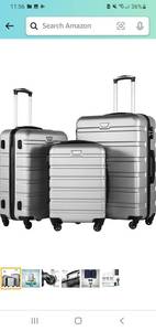 lot 62685 image: COOLIFE Luggage 3 Piece Set Suitcase Spinner Hardshell Lightweight TSA Lock 4 Piece Set