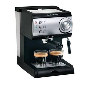 lot 62691 image: Hamilton Beach - Espresso Maker with Milk FrotherMilk Steamer - BLACK