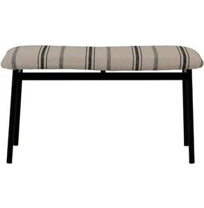 lot 62729 image: Woven Fabric Upholstered Striped Bench with Black Metal Legs Retail$134.99
