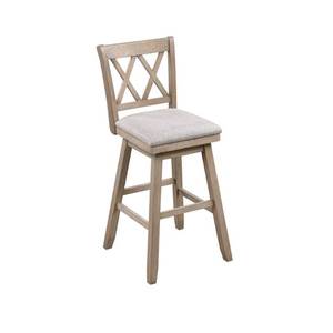 lot 62737 image: Wooden Swivel Stool with Linen Cushion Retail$142.99