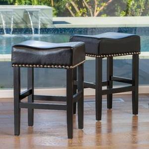 lot 62739 image: Lisette 26-inch Backless Black Leather Counter Stool (Set of 2) by Christopher Knight Home Retail$173.91