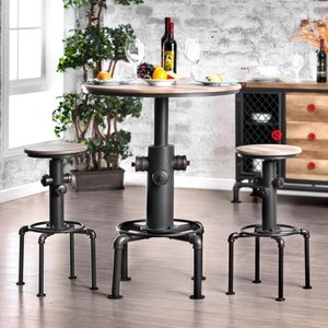 lot 62741 image: Furniture of America Industrial Black Metal Bar-height Round Table Retail$284.49