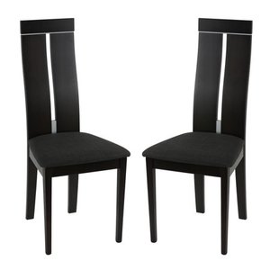 lot 62790 image: Cortesi Home Inca Dining Chair in Charcoal Fabric, Cappuccino Finish (Set of 2) Retail$164.99
