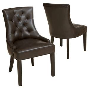lot 62817 image: Hayden Tufted Brown Leather Dining Chair (Set of 2) by Christopher Knight Home Retail$273.98