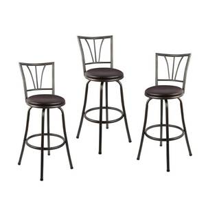 lot 62818 image: Set of 3 Stetson Adjustable Swivel Metal Barstool BlackGunmetal - Silverwood