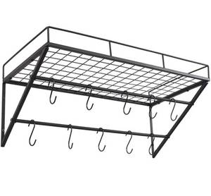 lot 62826 image: Giikin Hanging Pot Rack, 23.6 Inch Pot Racks for Kitchen Wall Mounted, Pot and Pan Hanger Rack Organizer with 2 Tier Hanging Rails and 10 S Hooks, Perfect Household Utensils and Cookware Holder