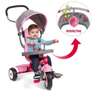 lot 62861 image: Radio Flyer, 4-in-1 Stroll N Trike with Activity Tray, Pink & Gray