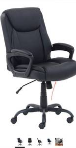 lot 62878 image: Amazon Basics Classic Puresoft Padded Mid-Back Office Computer Desk Chair with Armrest - Black