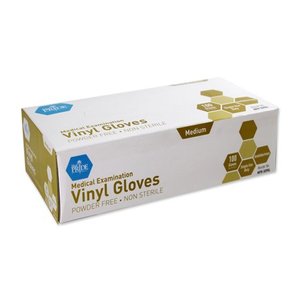 lot 62885 image: MedPride Vinyl Exam Gloves, Powder-Free, Medium, Box of 100