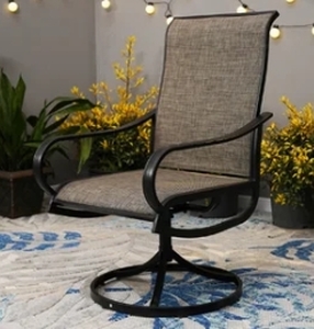 lot 62863 image: PATIO FESTIVAL PATIO SERIES TWO SWIVEL CHAIRS , GREY FABRIC