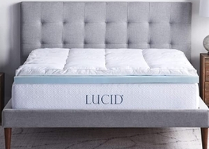 lot 62883 image: Lucid Lu40qq40dagt 4 Inch Down Alternative Gel Memory Foam Mattress Topper