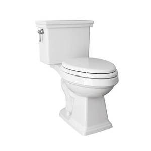lot 2795 image: American Standard Lexington Tall Height 2-Piece 1.28 GPF Single Flush Elongated Toilet with Slow Close Seat in White - Retail $249.00