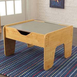 lot 3006 image: KidKraft KidKraft Reversible Wooden Activity Table with Board with 195 Building Bricks �� Gray & Natural