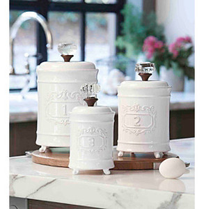 lot 2832 image: Mud Pie 4931002 Kitchen Canister (Set of 3), White