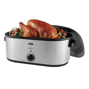 lot 2874 image: Oster 22 Quart Roaster Oven with Self-Basting Lid, Stainless Steel
