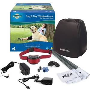 lot 2893 image: PetSafe Stay & Play Wireless Fence for Stubborn Dogs 5 lbs. and Up, Covers 34-Acre Yard