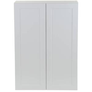 lot 3032 image: Hampton Bay Cambridge White Plywood Shaker Stock Assembled Wall Cabinet with 2 Soft Close Doors (30 in. x 42 in. x 12.5 in.) - Retail $207.00