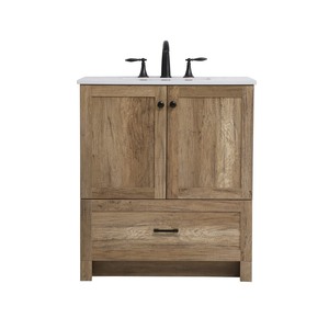 lot 3053 image: Vanity Cabinet, Natural Oak Color, 30x19x34 - Retail $738.00