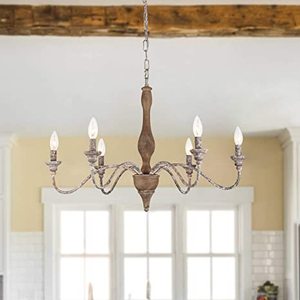 lot 2890 image: GOMUNIN Vintage Wood & Metal 6 Lights