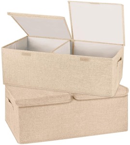 lot 2950 image: Valease 2pk Storage Boxes Khaki, Large